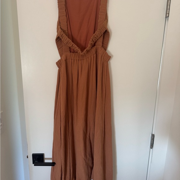 Lush Tan and Rust Ruffle Dress - Picture 5 of 5